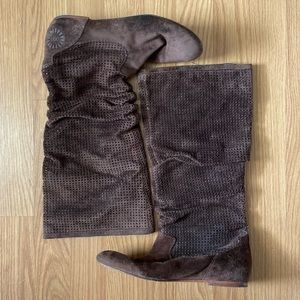 ❤️ UGG Slouchy Fleece Brown Boots Size 9